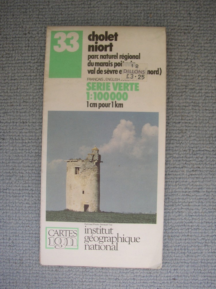Cartes IGN sheet road/tourist map West France No.33 Parc Marais Poitevin 1cm=1km