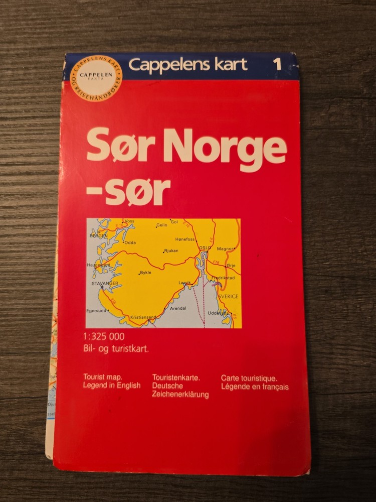 Southern Norway Road Map for Tourists – Cappelens Bifold Map SÃÂ¸r Norge No. 1