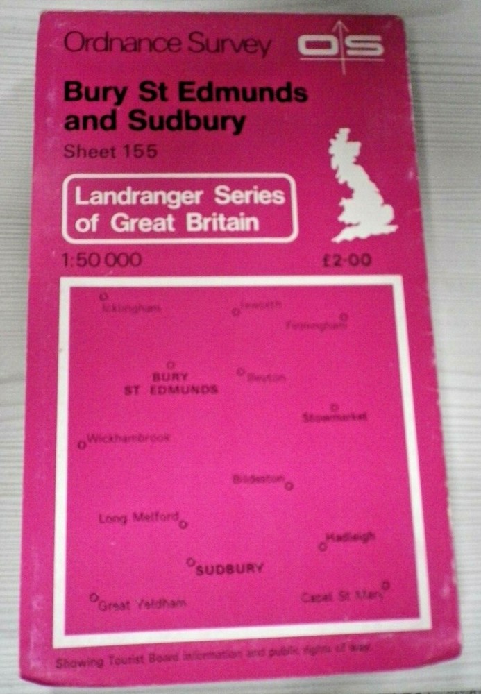Landranger Series Ordnance Survey Map 1:50000 Sheet 155 Bury St Edmunds & Sudbur