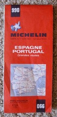 Michelin Map España (Spain) & Portugal, Sheet 990, Vintage 1971; 47 1/2″ x 39″