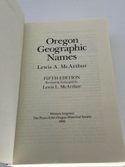 Oregon Geographical Names 5th And Atlas Oregon Lakes-Lewis McArthur 1982