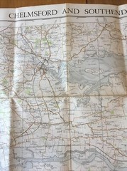 1936 Ordnance Survey One Inch Fifth Edition Cloth Map 108 Chelmsford & Southend