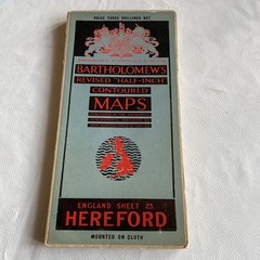Hereford Vintage Bartholomew’s Half-Inch Contoured cloth mounted Map Sheet 23