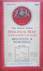 182 Ordnance Survey One Inch Map-Brighton & Worthing-publ.1940 (corrected 1946)