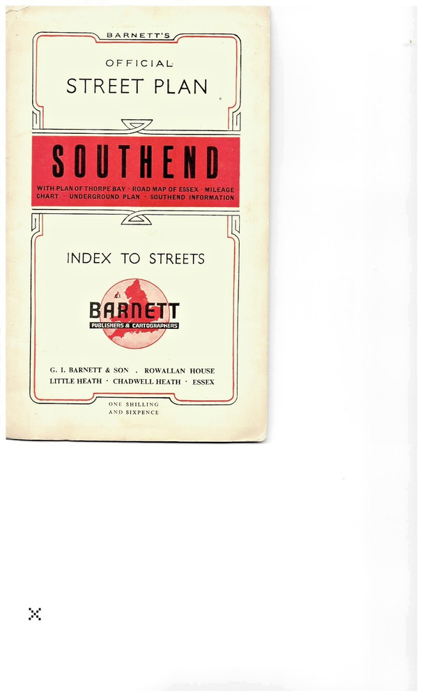 SOUTHEND Street plan with index – by Barnett’s circa 1960