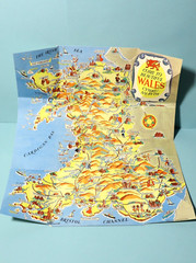 1948? Rare Uniquefold Map of Wales Cymru am Byth by Valentine & Sons Ltd.