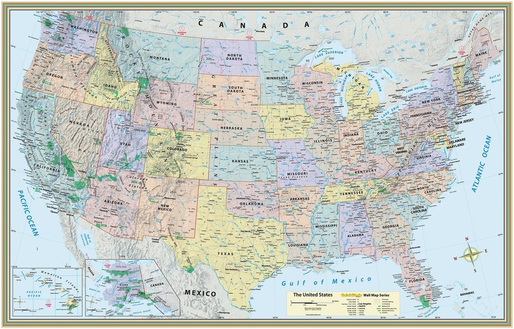 U.S. Map Poster (32 x 50 inches) – Laminated: a QuickStudy Reference Tool
