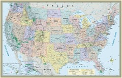 U.S. Map Poster (32 x 50 inches) – Laminated: a QuickStudy Reference Tool
