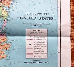 American Map Corp – Colorprint political map of US with highways 50″ x 38″ c1980