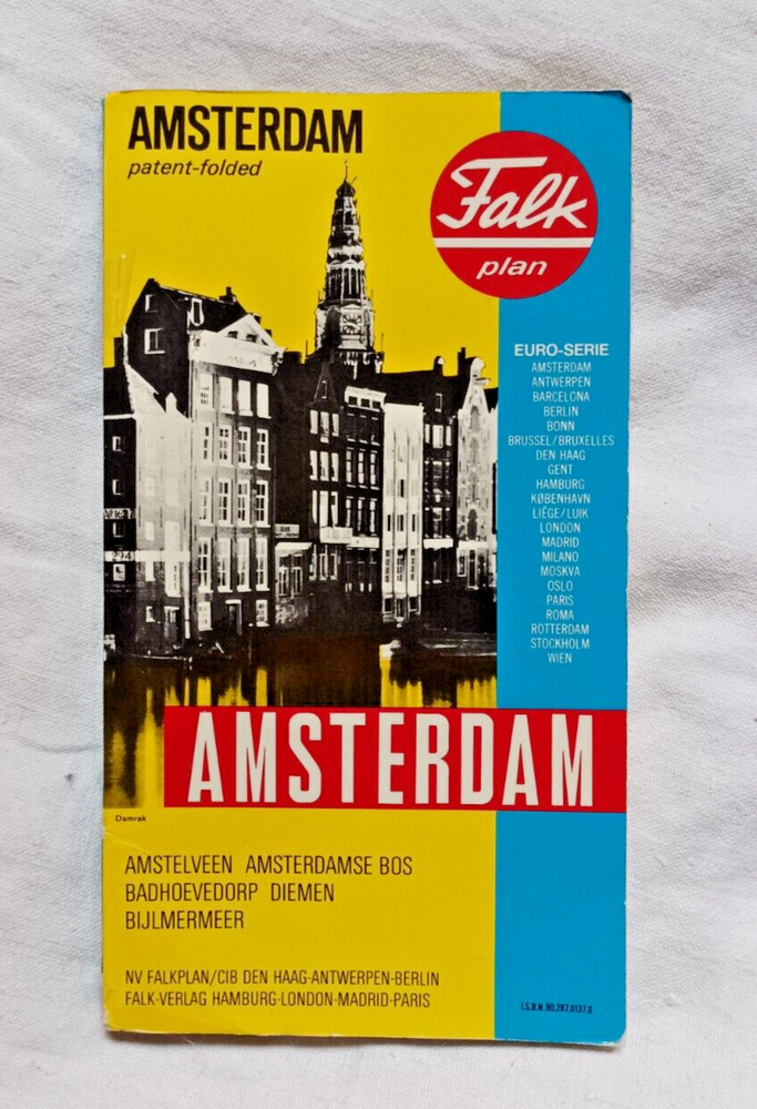 AMSTERDAM Vintage FalkPlan City Map, patent-folded