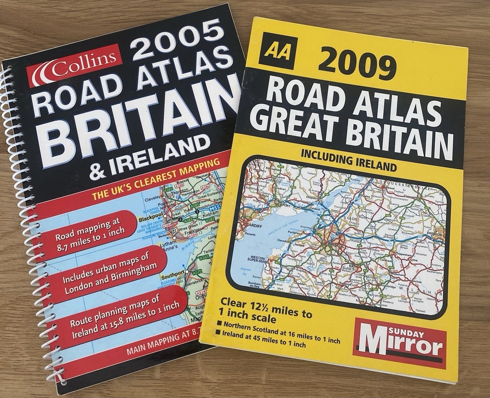 Road Atlas Britain X2 Books 2005 & 2009 Collins And AA
