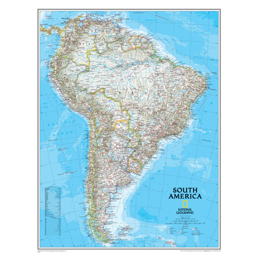 NATIONAL GEOGRAPHIC MAPS NGMRE00620150 South America Classic Map Laminated