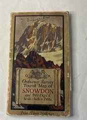 1924 Snowdon Ordnance Survey Linen Backed Map.