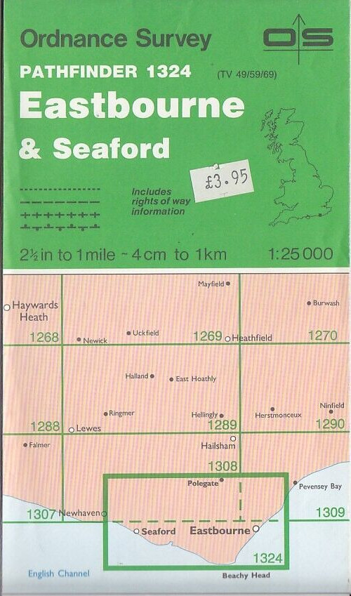 Ordnance Survey OS Map 1:25,000 Pathfinder Sheet TV 49/59/69 Eastbourne