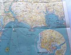 Vintage Map-Carte Touristique de la Cote de Cornouaille-Collection Rivages 25-VG
