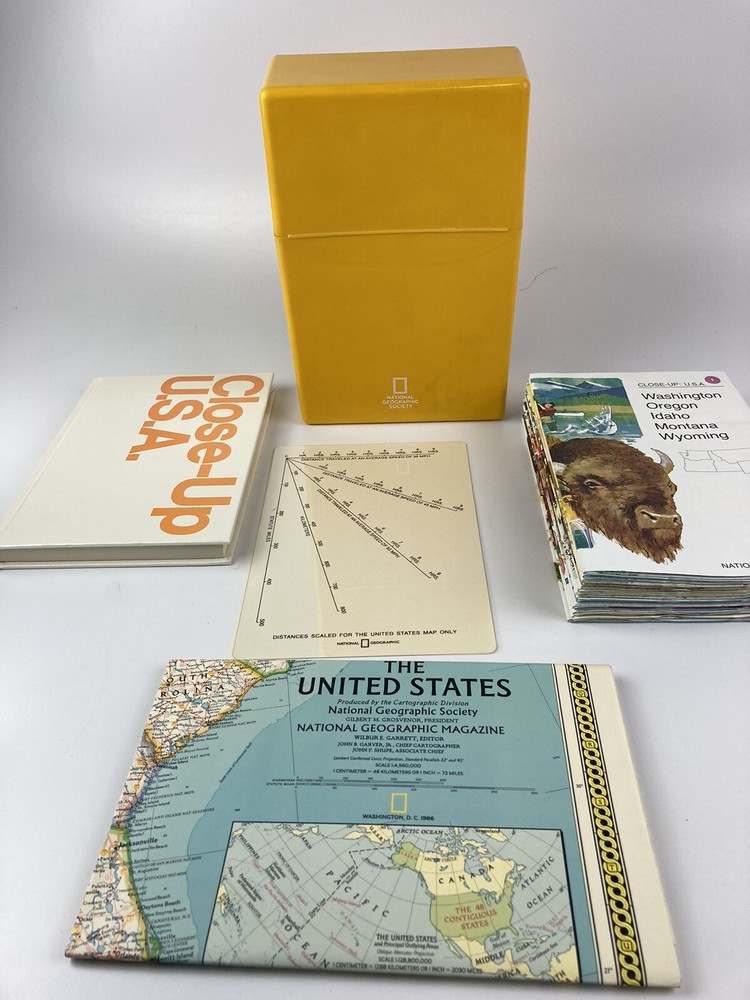 National Geographic Society Close-Up USA 1986 Vintage Box Maps Book Lot