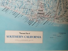 Southern California Wall Map Vintage Topographic 1984 Cooper Moffatt Large 89cm