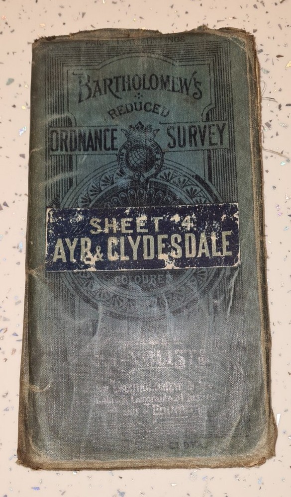 Bartholomew Ayr & ClydsdaleMap Blue Cover 1912-1919 Ordenance Map