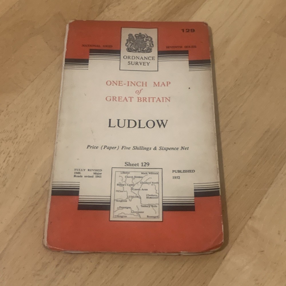 Ordnance Survey One Inch Map 129 Seventh Series Ludlow 1952 OS