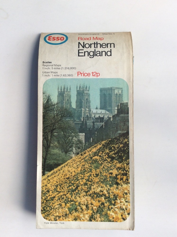 Vintage Sheet Map – Esso Northern England – Map No 5 – Road Map – 1971