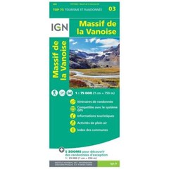 France Massif de la Vanoise IGN TOP75 hiking walking cycling driving map 1:75K