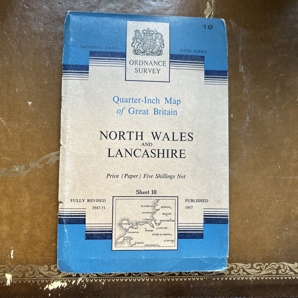 NORTH WALES & LANCASHIRE Sheet 10 Fifth Series Ordnance Survey Quarter Inch 1957