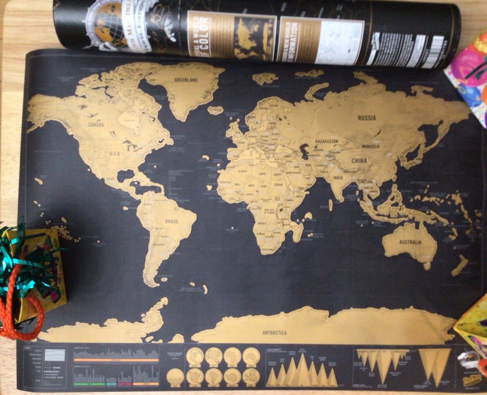 Scratch map of the world Luckies Deluxe Travel edition. 16.5”x 11.7” In tube