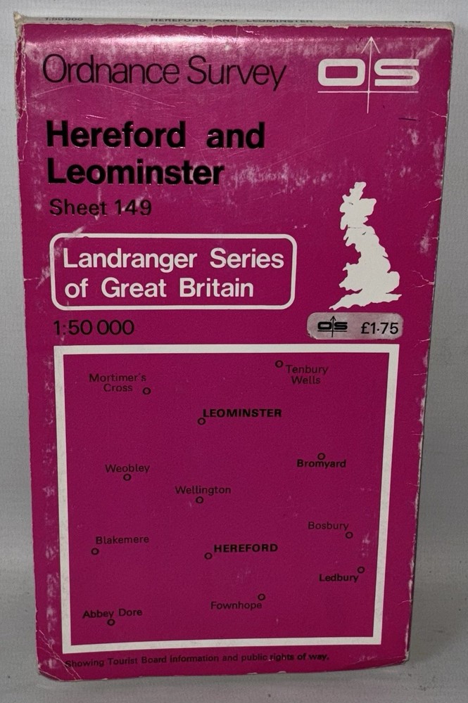Ordnance Survey Landranger Map – Hereford & Leominster – Sheet 149 – 1974