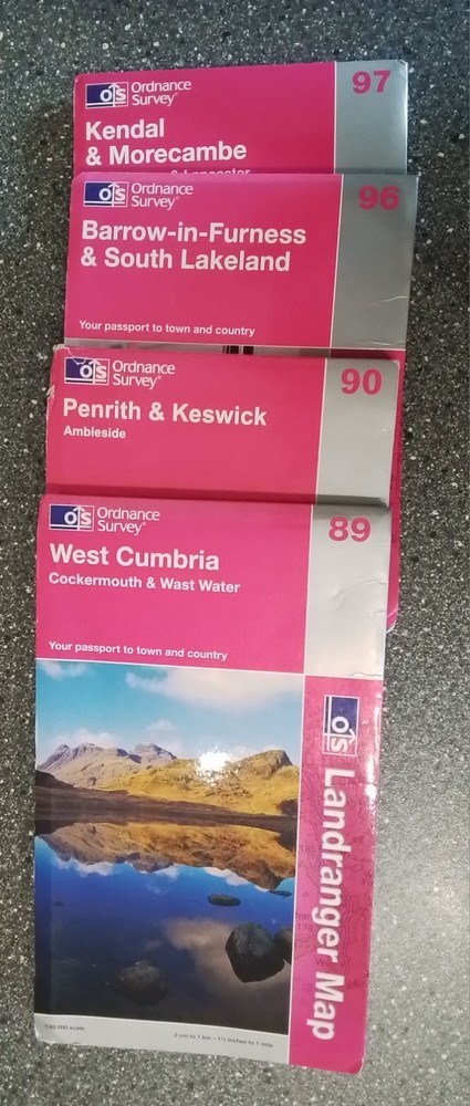OS Ordanance Survey Landranger Maps No 89 ,90, 96 & 97.