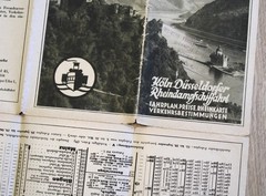 1930 Cologne-Dusseldorf Rhine Steamship Company Timetable Map River Cruise Price