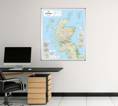 Scotland Road Wall Map Laminated Postcode Ferry Routes Motorways Size 91 x 114cm