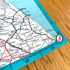 1965 Large ESSO Road Map of Northern England Historic Map incl Newcastle, York