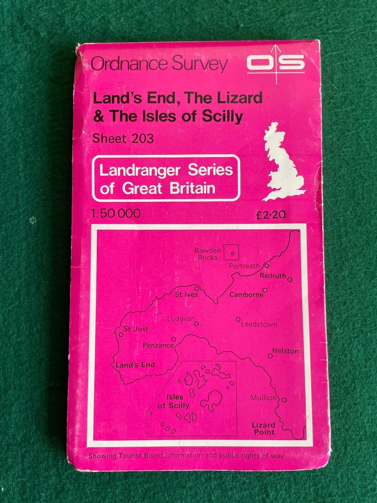 ORDNANCE SURVEY MAP LAND’S END THE LIZARD & SCILLY ISLES 1981
