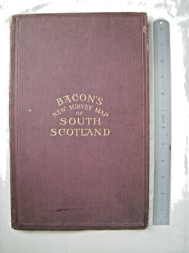 Bacon’s New Survey Map of South Scotland. (2 sheets on cloth). c.1890s. G+.