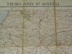 Ordnance Survey 1″ Fifth edition, sheet 143 Truro & St Austell; 1938 diss. cloth