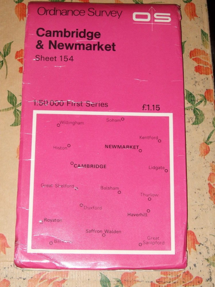 ORDNANCE SURVEY SHEET MAP CAMBRIDGE & NEWMARKET SHEET 154 NO RIPS TEARS