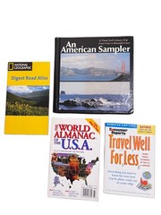 Lot of 4 Travel & Reference Books – National Geographic Road Atlas, World Almana