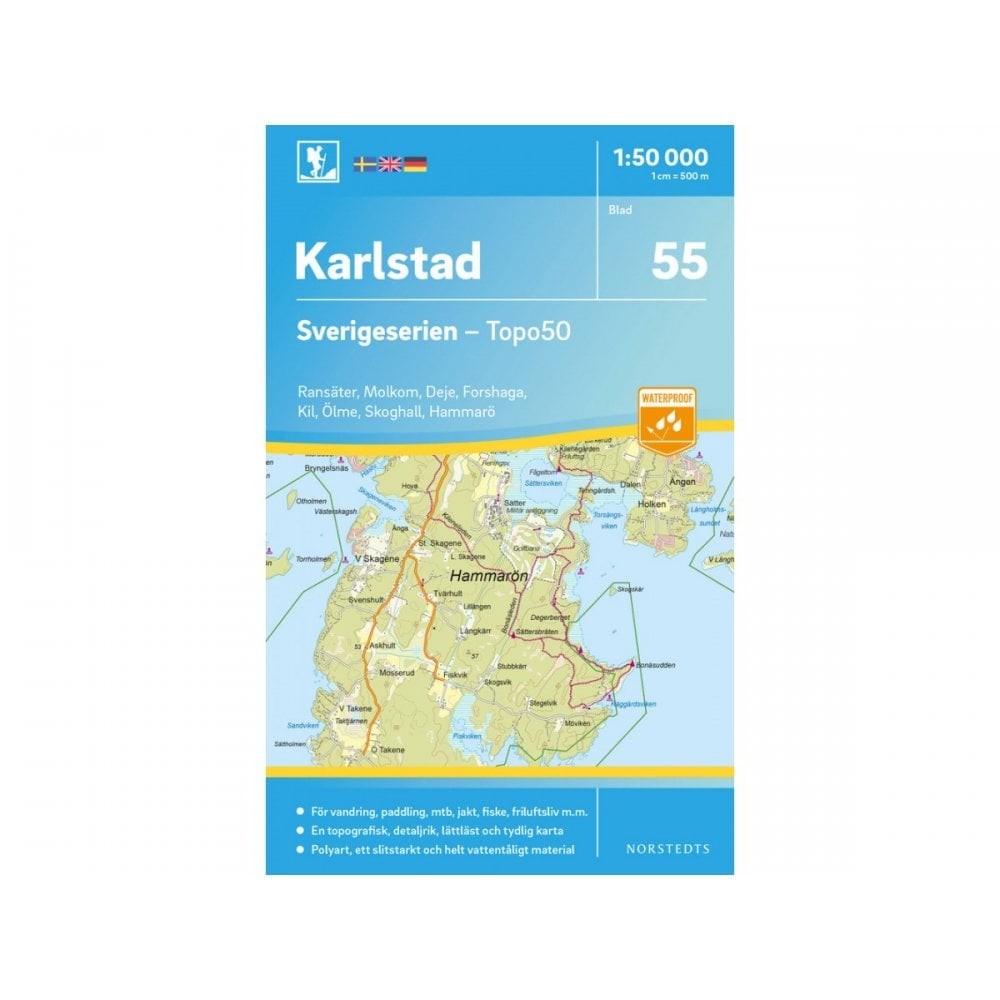 Sweden Karlstad – Outdoor map 55 1:50k Walking, hiking SALE – 50% OFF