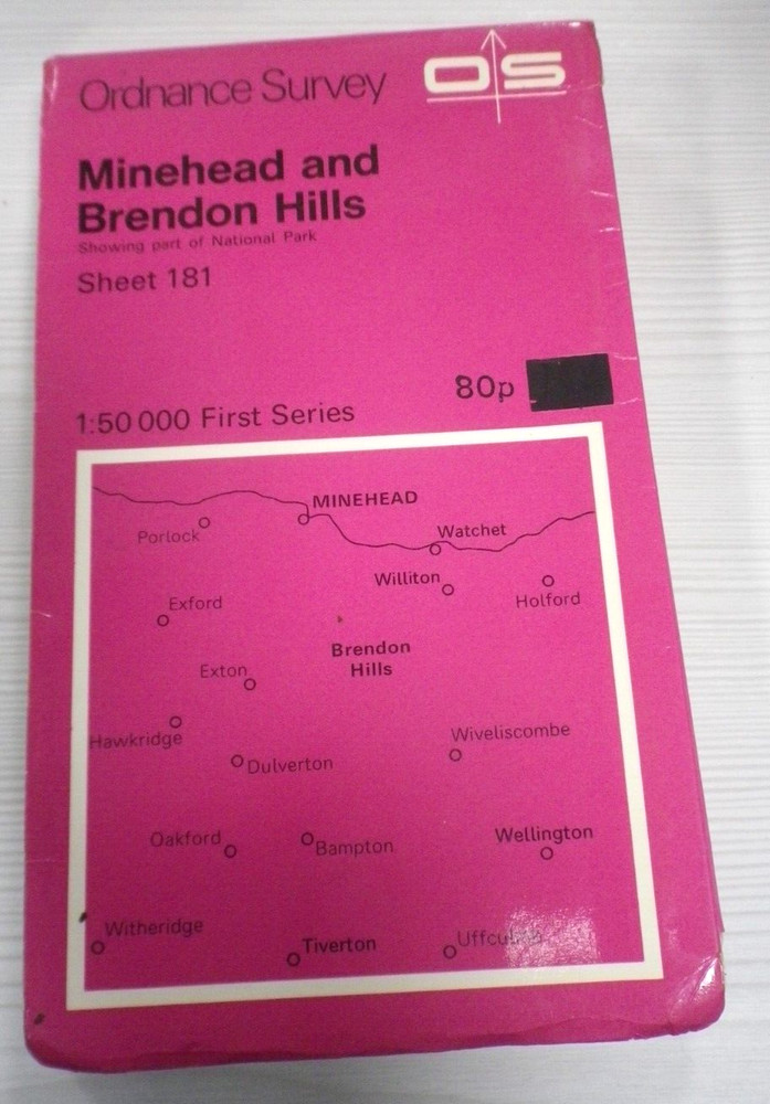 Ordnance Survey Map 1:50,000 Sheet 181 Minehead & Brendon Hills