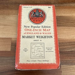 MARKET WEIGHTON Sheet 98 1947 CLOTH Sixth Edition Ordnance Survey 1 Inch Goole