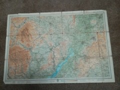 1951 CLOTH BARTHOLOMEWS HALF-INCH CONTOURED MAP WYE VALLEY SHEET 13