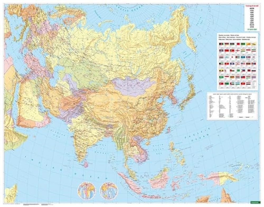 Freytag-Berndt Asia physical-political, Large-format, 1:9m, (Map)