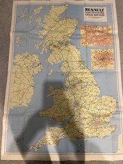 1982 Renault Dealer Large Road Map of Great Britain / Poster