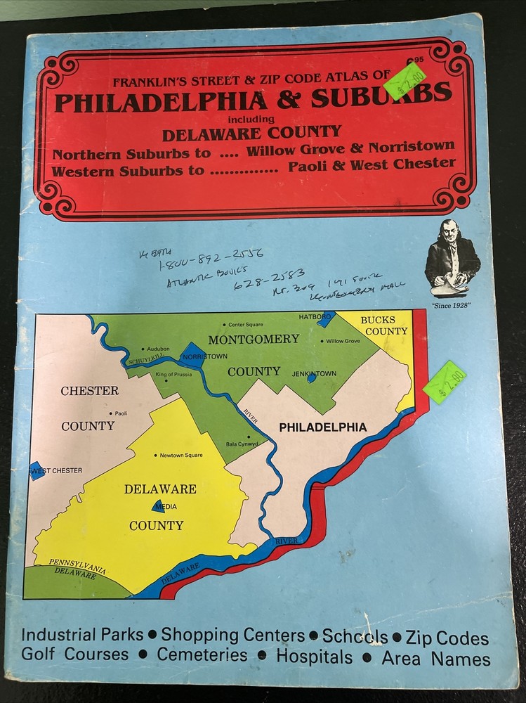 Vintage Franklin’s Street & Zip Code Atlas of Philadelphia & Suburbs