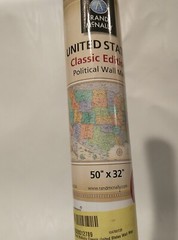 Political Classic Edition United States Wall Map Rich Color RAND MCNALLY 50″X32″