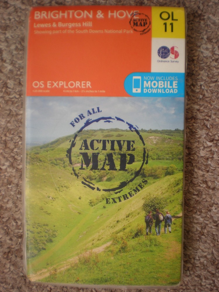 OL 11 BRIGHTON AND HOVE, AQUA ACTIVE WATERPROOF EXPLORER ORDNANCE SURVEY MAP OS