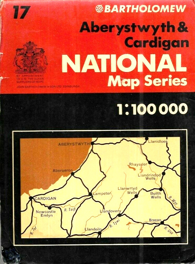 Aberystwyth & Cardigan – Bartholomew National Map Series -1975 Edition