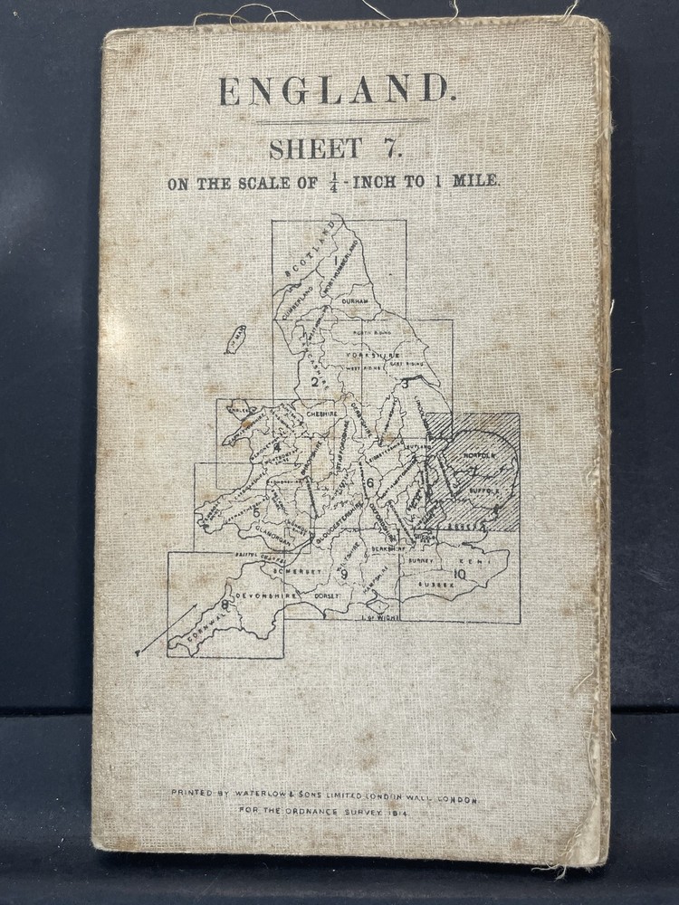Vintage England Sheet 7 on the Scale of 1/4 Inch Ordnance Survey Map Book