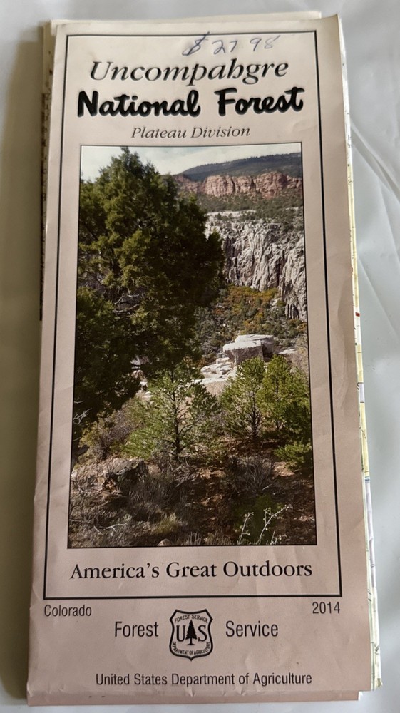 UNCOMPAHGRE NATIONAL FOREST Service MAP (PLATEAU DIVISION) – Colorado 2014 USDA