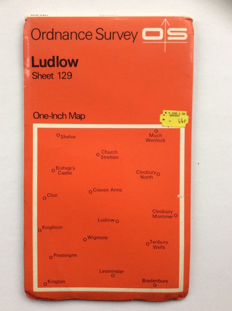 Vintage Ordnance Survey Map No.129 Ludlow